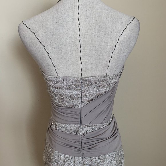 90s Y2K BEBE Strapless Lace Draping Bandage Mini Party Dress Carrie Bradshaw S - Picture 6 of 12